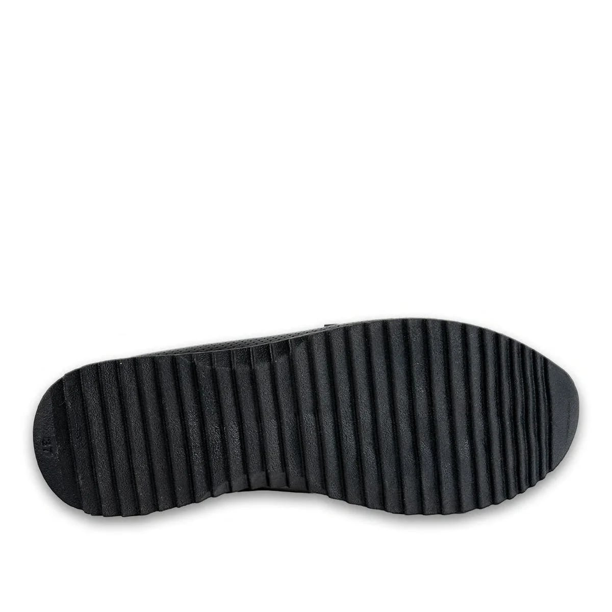 Toptan Siyah Kadın Spor Sneaker Suni Deri Taş İpli Şık Model - Renk: Siyah - Fotoğraf 4 / 4