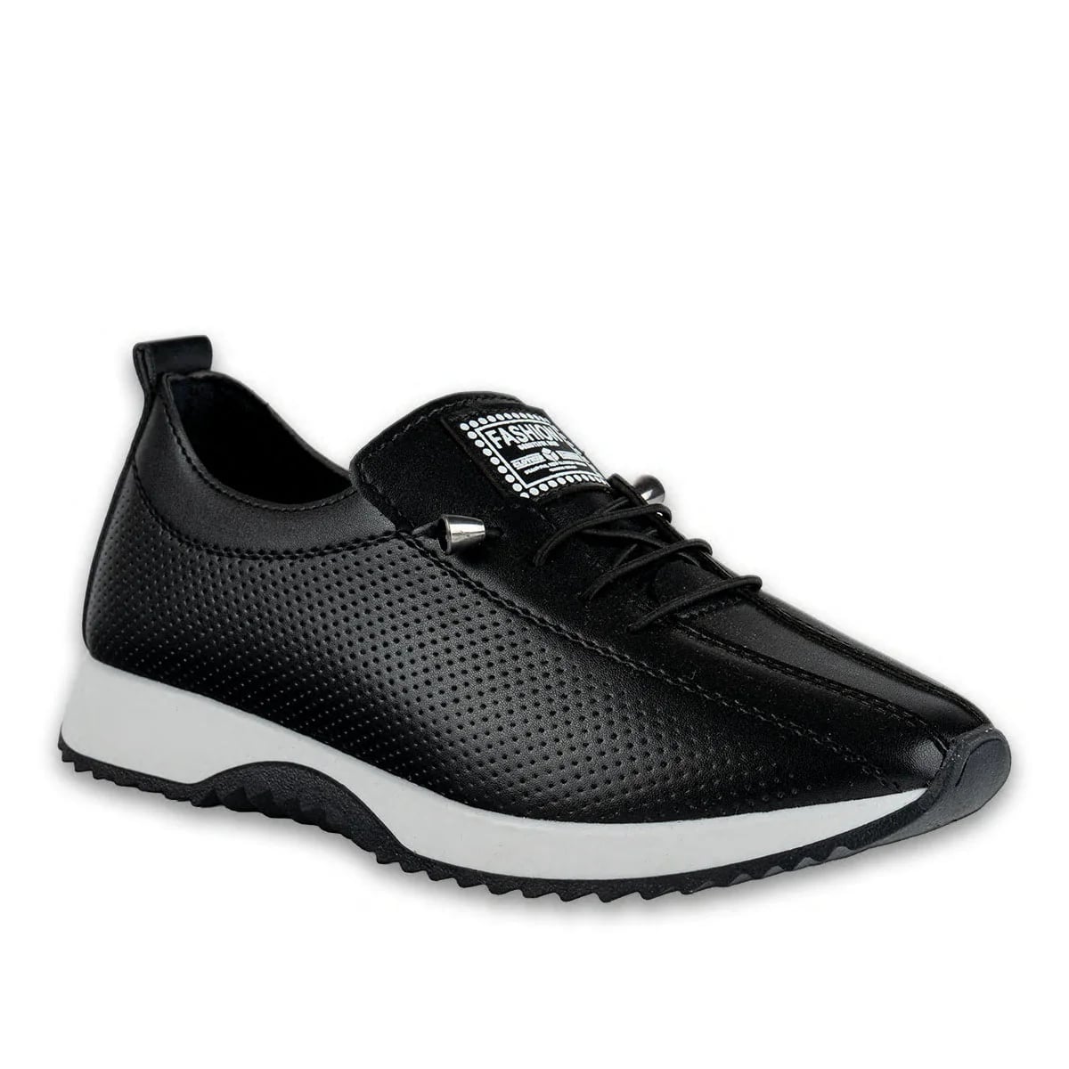 Toptan Siyah Kadın Spor Sneaker Orta Yaş Günlük Kullanım Rahat Model - Renk: Siyah - Fotoğraf 2 / 4