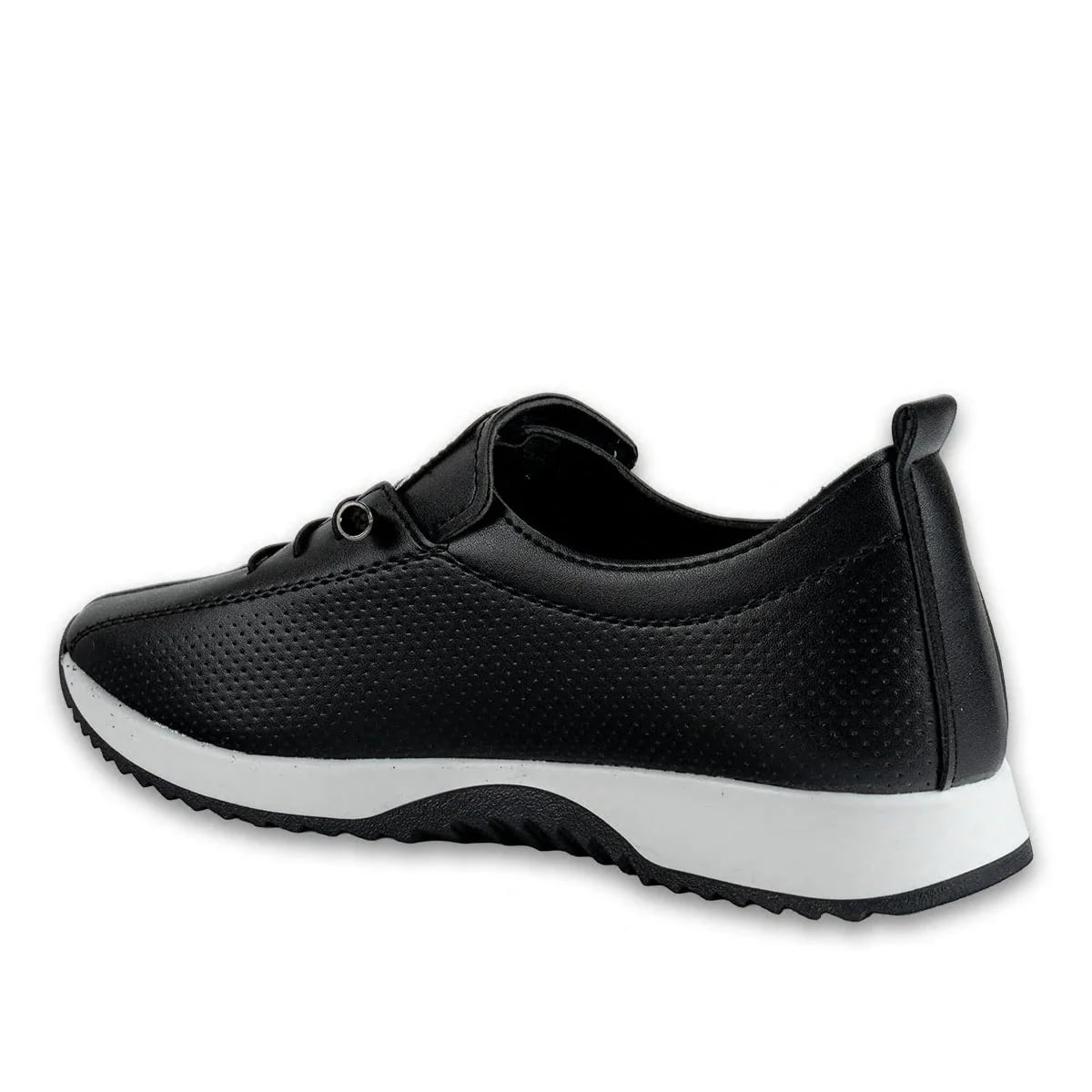 Toptan Siyah Kadın Spor Sneaker Orta Yaş Günlük Kullanım Rahat Model - Renk: Siyah - Fotoğraf 3 / 4