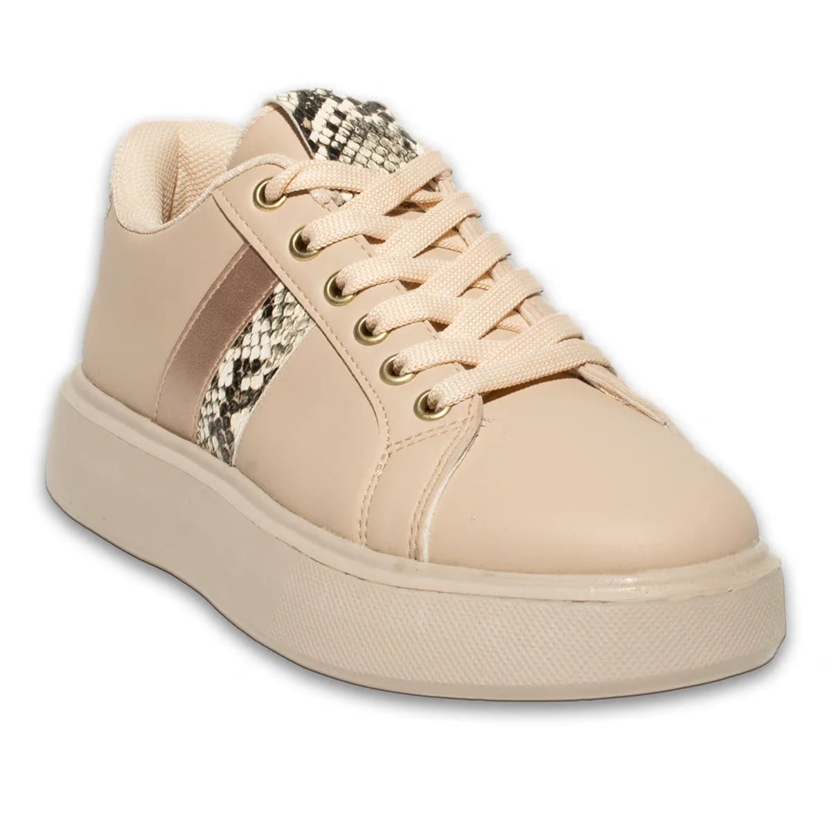 Kadın Bej Bağcıklı Spor Sneaker – Hafif, Rahat ve Günlük Kullanıma Uygun Şık Model - Renk: Bej - Fotoğraf 2 / 3