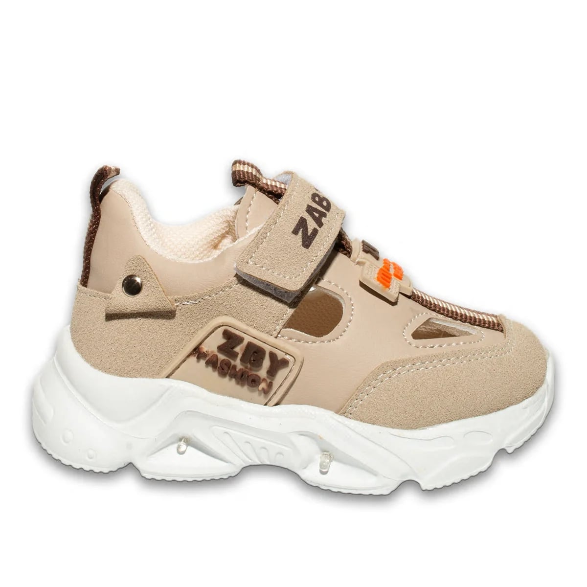 Çocuk Spor Sneaker Bej – Cırt Bantlı, Hafif ve Rahat Günlük Kullanım Modeli - Renk: Bej - Fotoğraf 1 / 4