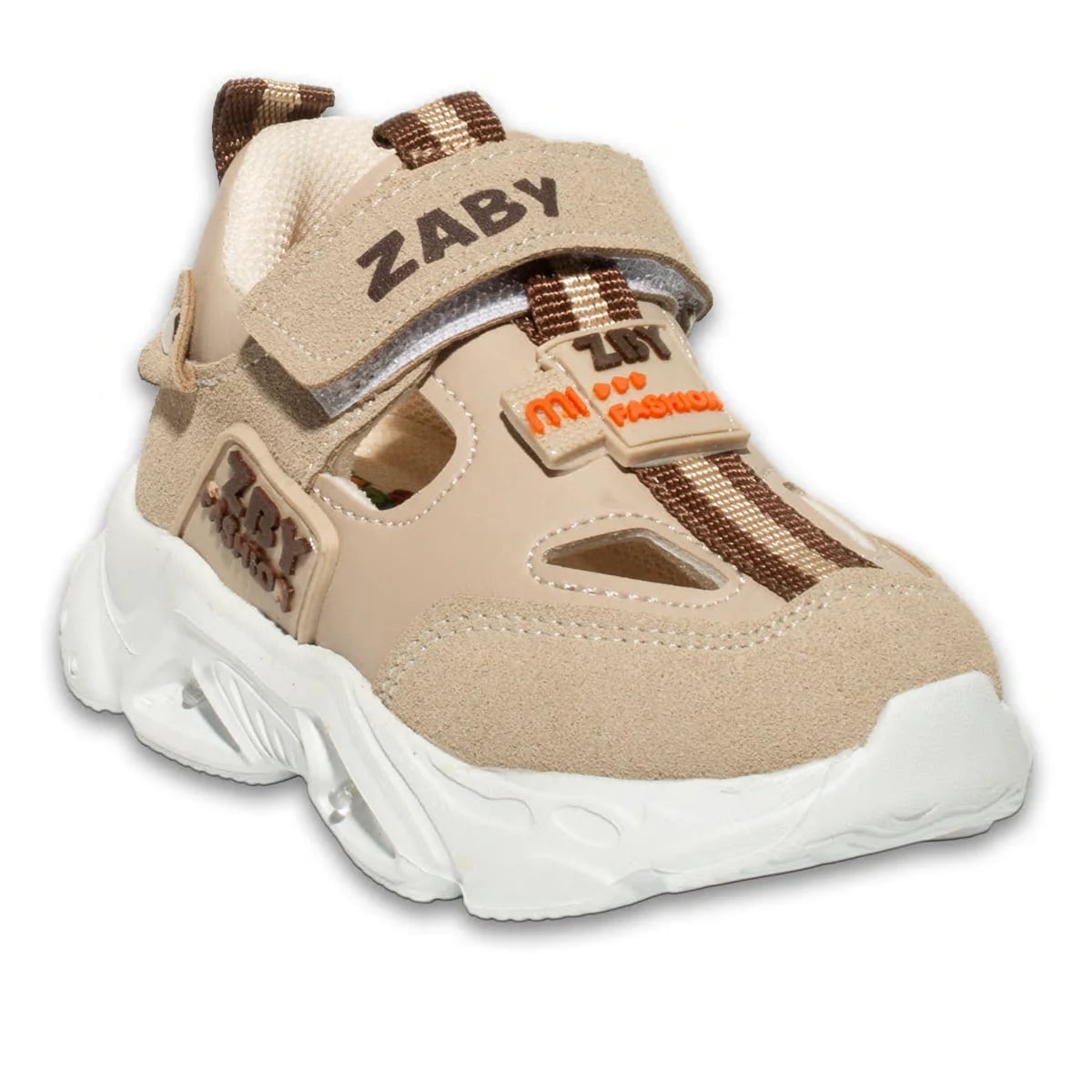 Çocuk Spor Sneaker Bej – Cırt Bantlı, Hafif ve Rahat Günlük Kullanım Modeli - Renk: Bej - Fotoğraf 2 / 4