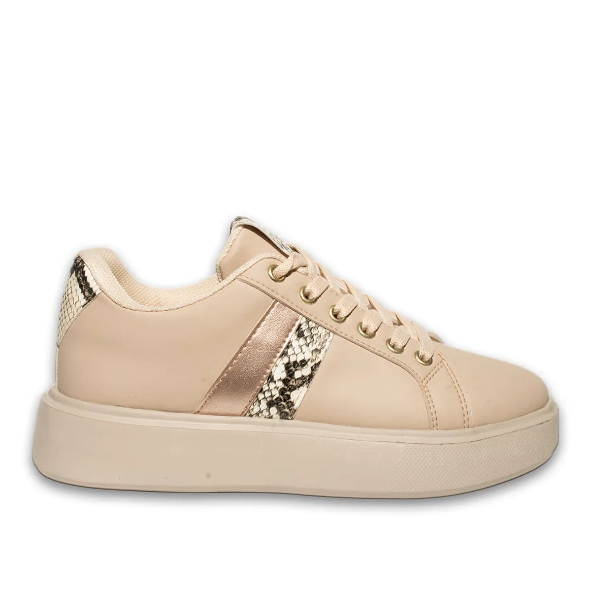 Kadın Bej Bağcıklı Spor Sneaker – Hafif, Rahat ve Günlük Kullanıma Uygun Şık Model - Renk: Bej - Fotoğraf 1 / 3