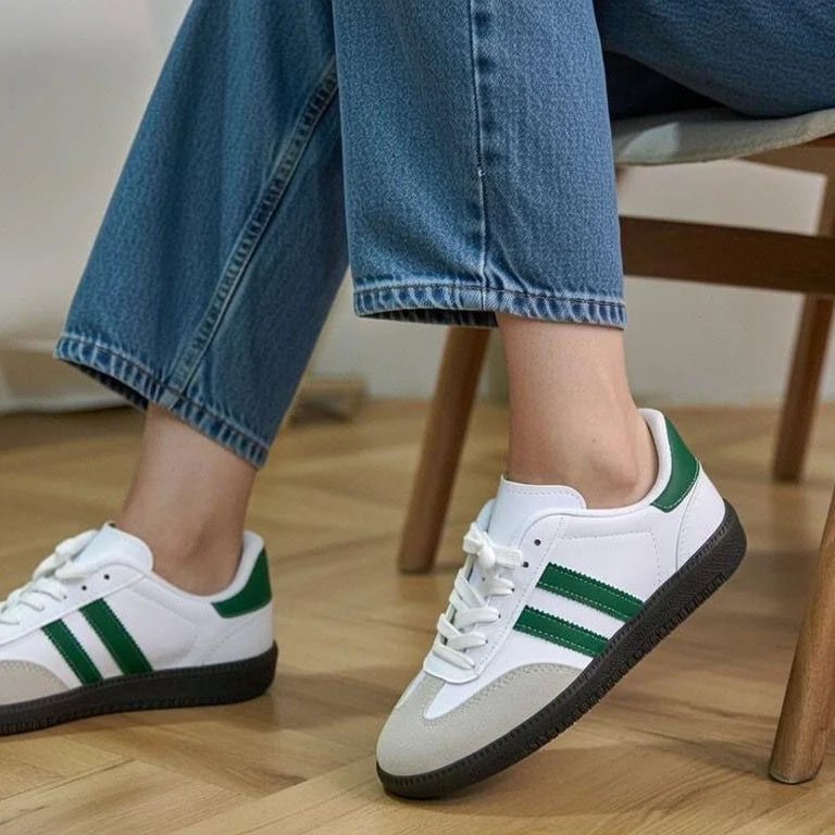 Kadın Spor Sneaker Siyah-Beyaz Bağcıklı – 800 Gr Suni Deri, EVA + Tela Destekli, Light PVC Tabanlı Yumuşak ve Hafif Model - Renk: Yeşil - Fotoğraf 1 / 1