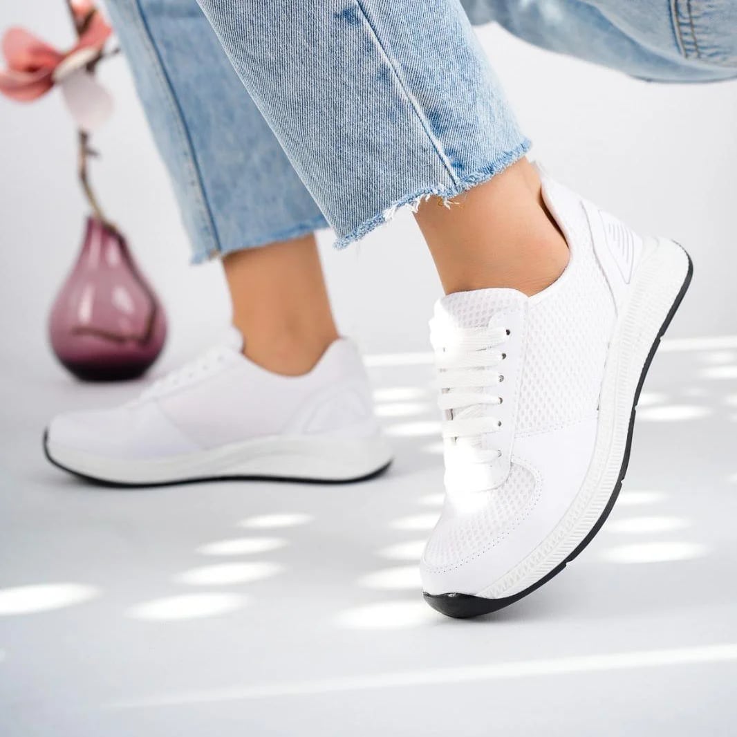 Zenne Bağcıklı Spor Sneaker - Termo Taban - Renk: Beyaz - Fotoğraf 1 / 6