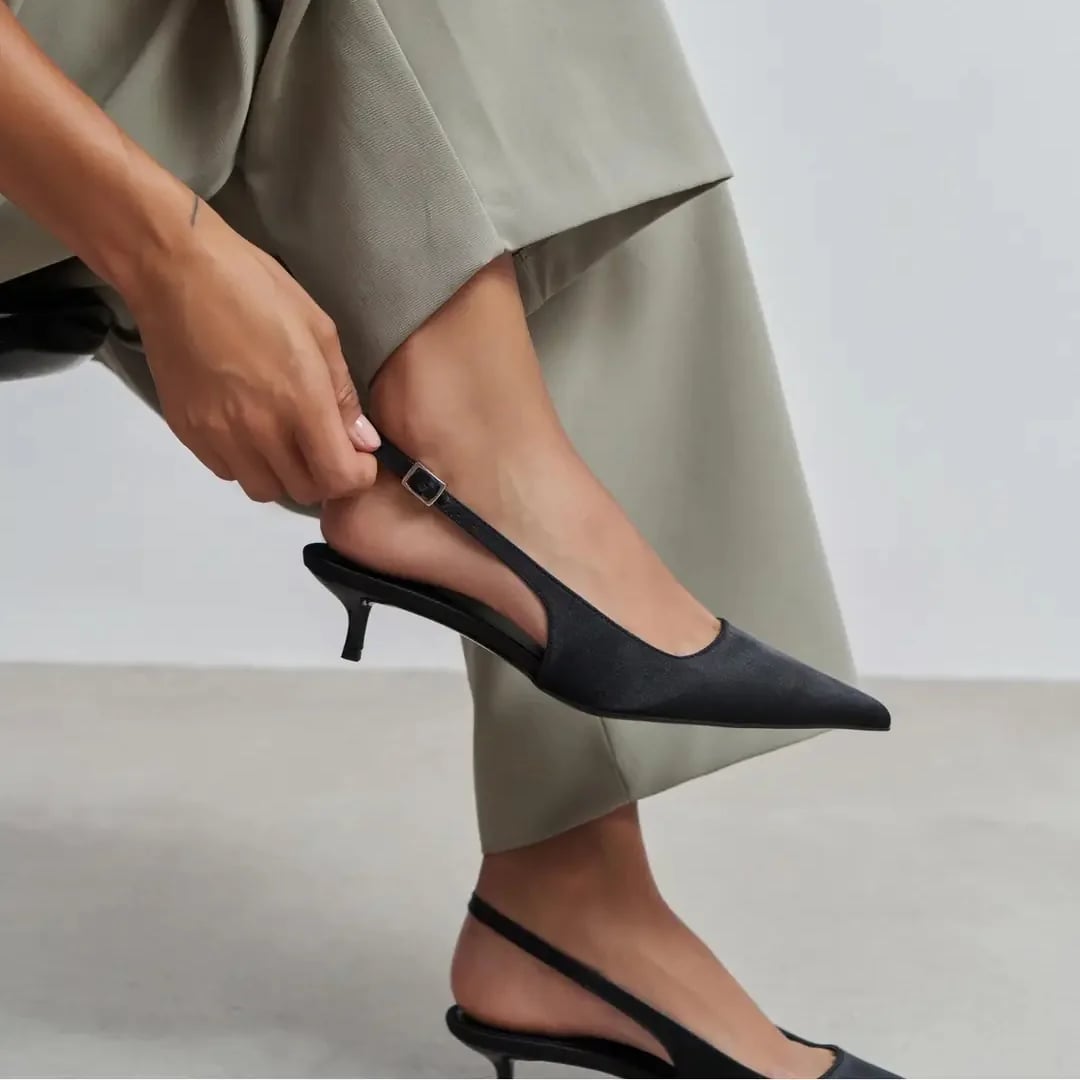 Zenne Suni Deri Stiletto Ayakkabı - Bej - Renk: Siyah - Fotoğraf 2 / 2