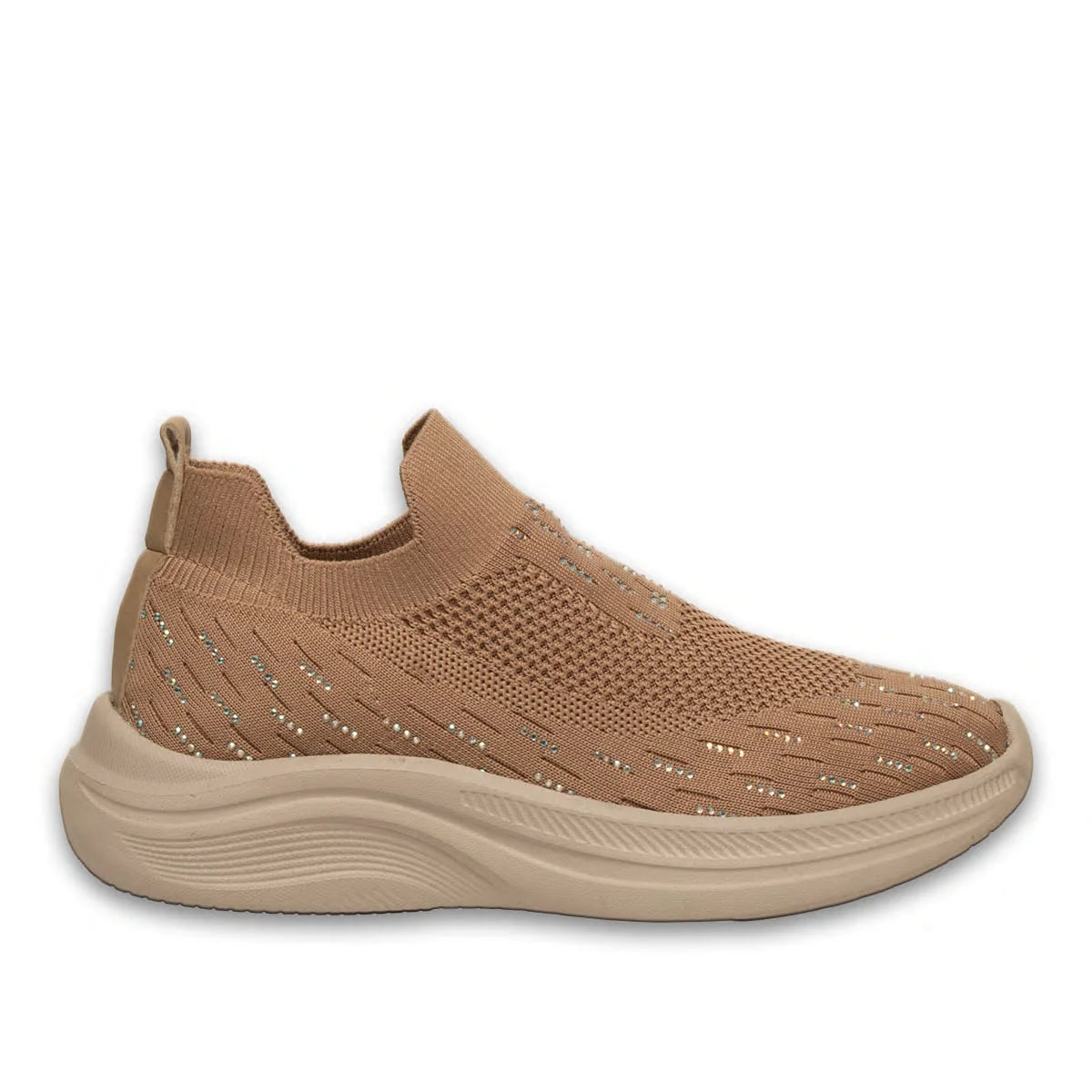 Nude Bağcıksız Triko Zenne Spor Sneaker - Renk: Nude - Fotoğraf 1 / 4