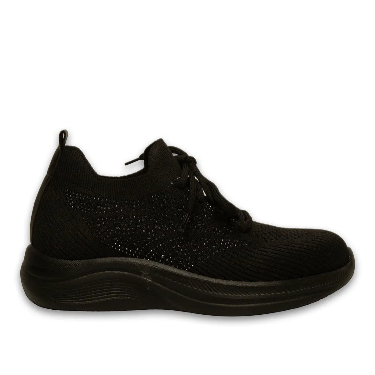 Siyah Zenne Spor Sneaker - Triko Taş Detaylı - Renk: Siyah - Fotoğraf 1 / 4