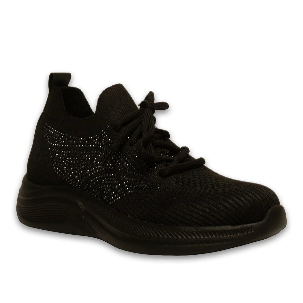 Siyah Zenne Spor Sneaker - Triko Taş Detaylı - Renk: Siyah - Fotoğraf 2 / 4