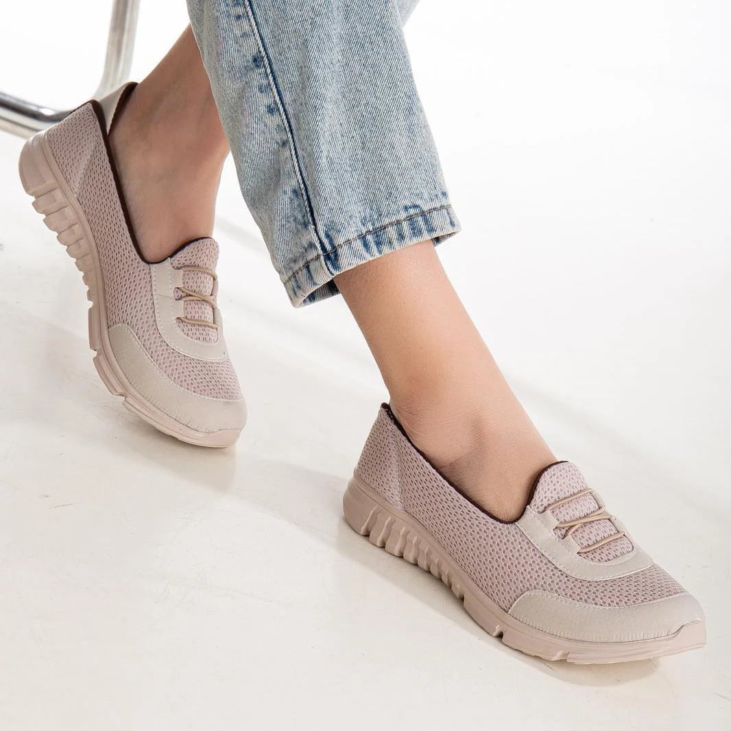 Zenne Bej File Detaylı Bağcıklı Spor Sneaker - Renk: Bej - Fotoğraf 1 / 1