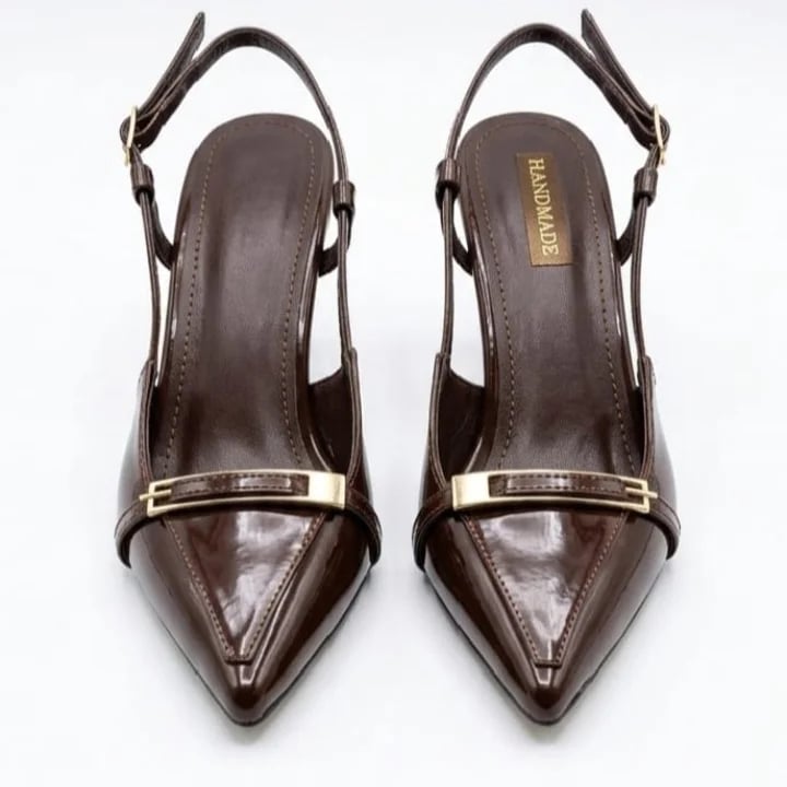 Kahve Zenne Düz Topuklu Stiletto Ayakkabı - Renk: Kahve - Fotoğraf 1 / 1