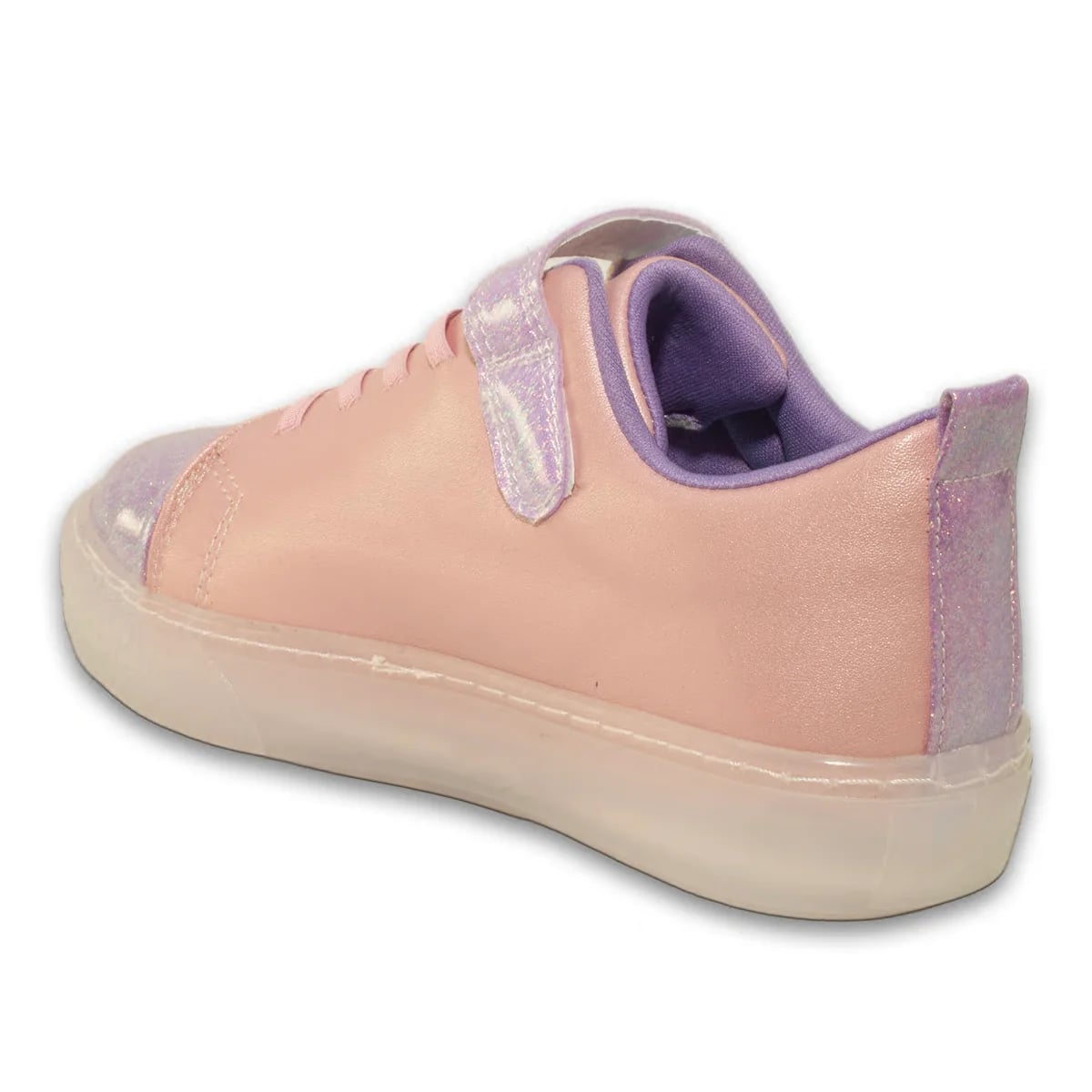 Toptan Simli Pembe File Detaylı Spor Sneaker Günlük Kullanıma Uygun Hafif ve Konforlu Model - Renk: Pembe - Fotoğraf 3 / 4